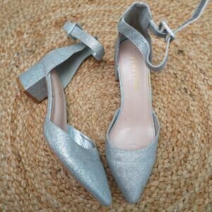 Tinstree Silver Glitter Pointed Heels Size 8